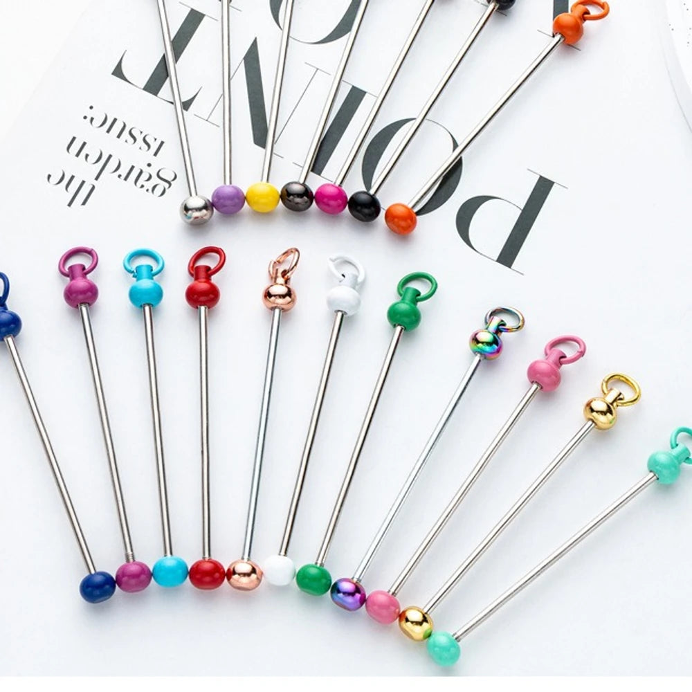Beadable Multi Color Metal Rod Keychain for DIY