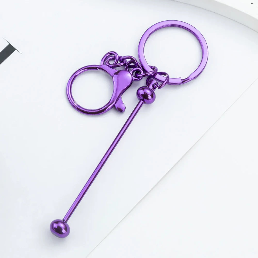 Beadable Multi Color UV Metal Keychain for DIY