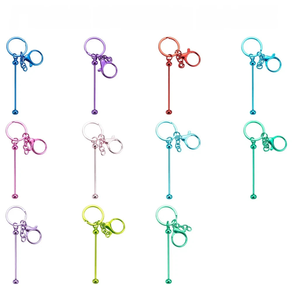 Beadable Multi Color UV Metal Keychain for DIY