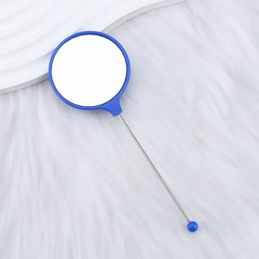 Beadable Round High Definition Non-Distorting Handheld Makeup Mirror