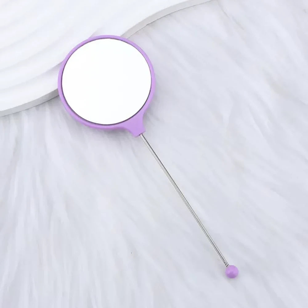 Beadable Round High Definition Non-Distorting Handheld Makeup Mirror