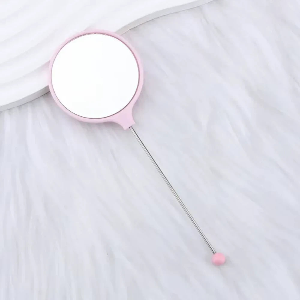 Beadable Round High Definition Non-Distorting Handheld Makeup Mirror