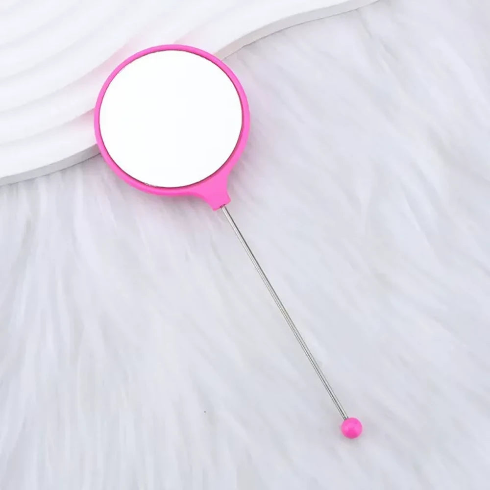 Beadable Round High Definition Non-Distorting Handheld Makeup Mirror