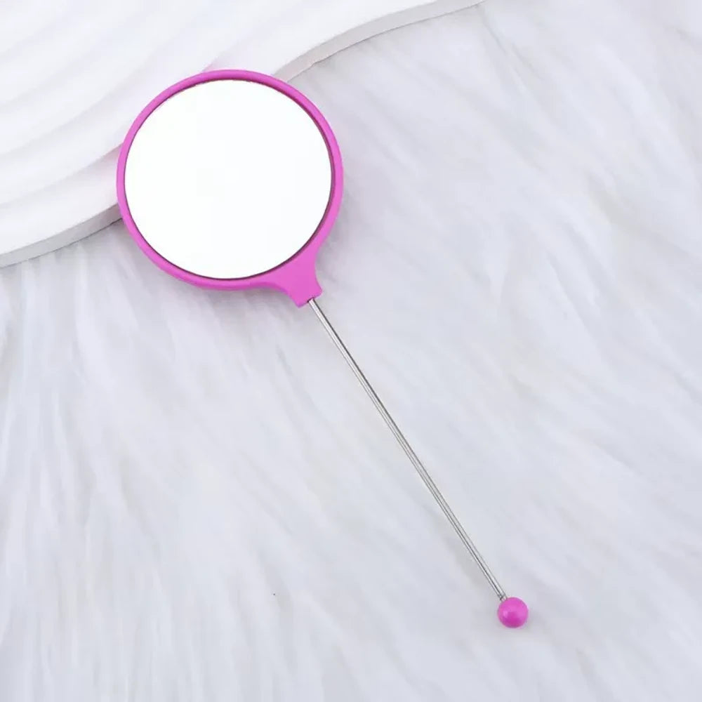 Beadable Round High Definition Non-Distorting Handheld Makeup Mirror