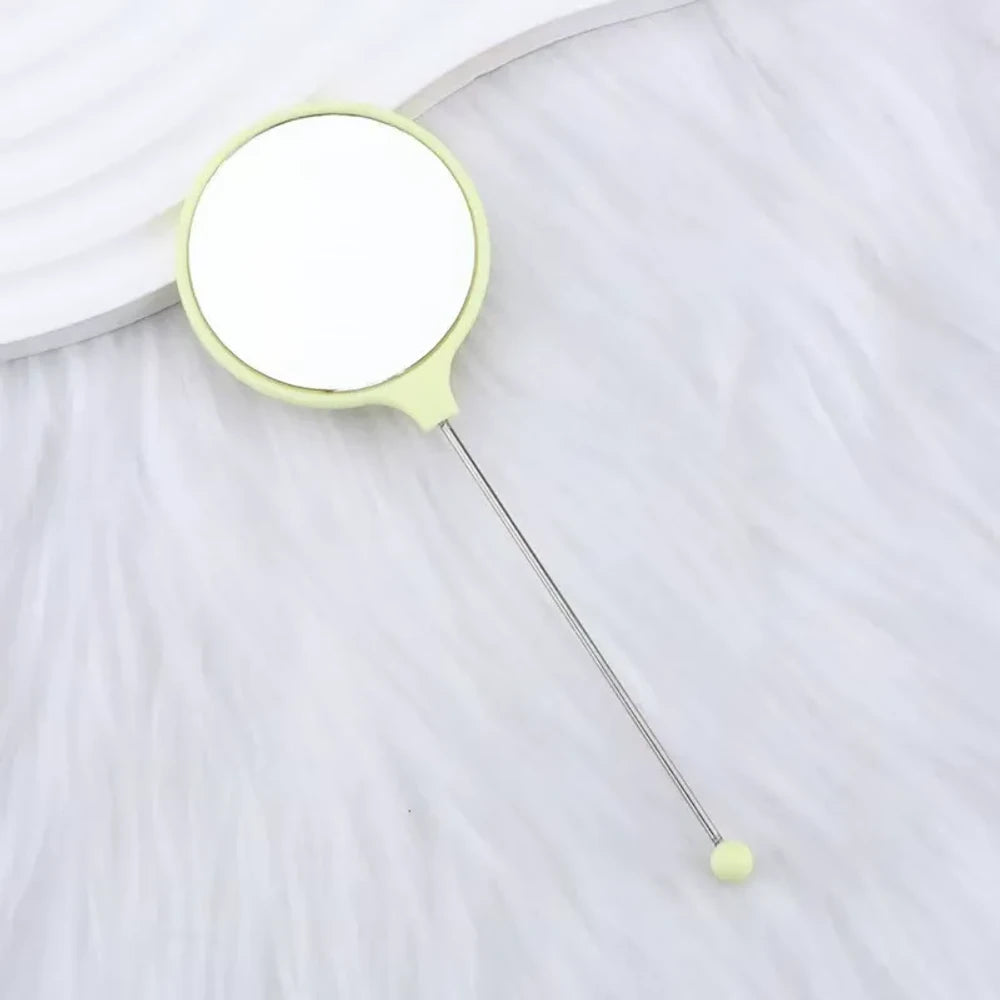 Beadable Round High Definition Non-Distorting Handheld Makeup Mirror