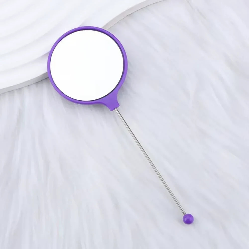 Beadable Round High Definition Non-Distorting Handheld Makeup Mirror