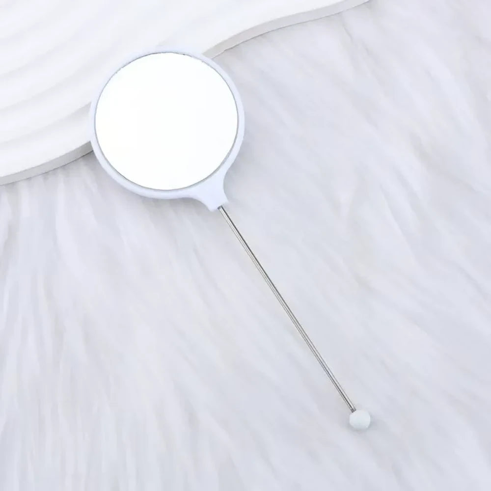 Beadable Round High Definition Non-Distorting Handheld Makeup Mirror