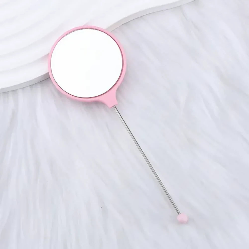 Beadable Round High Definition Non-Distorting Handheld Makeup Mirror