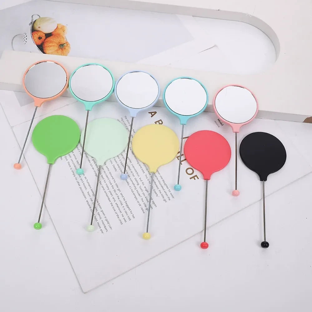 Beadable Round High Definition Non-Distorting Handheld Makeup Mirror