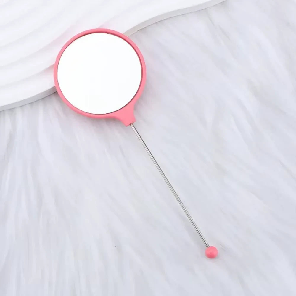 Beadable Round High Definition Non-Distorting Handheld Makeup Mirror