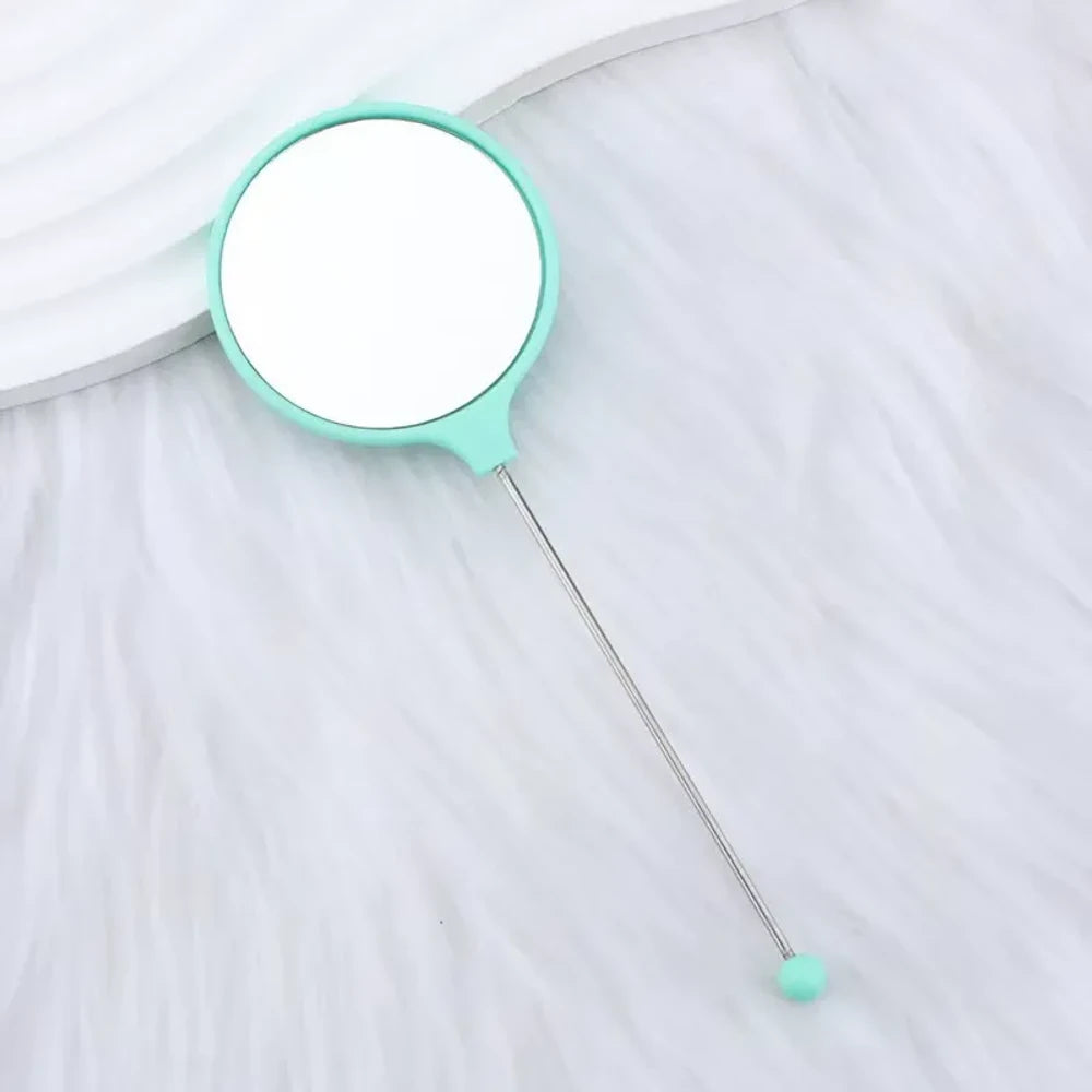 Beadable Round High Definition Non-Distorting Handheld Makeup Mirror