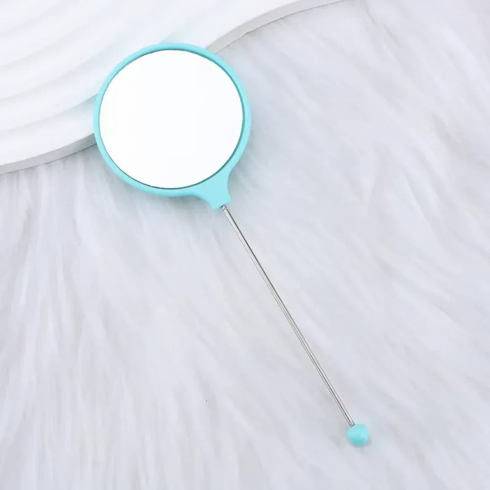 Beadable Round High Definition Non-Distorting Handheld Makeup Mirror