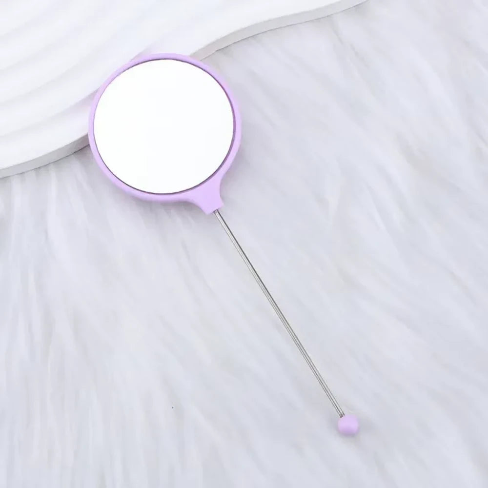 Beadable Round High Definition Non-Distorting Handheld Makeup Mirror