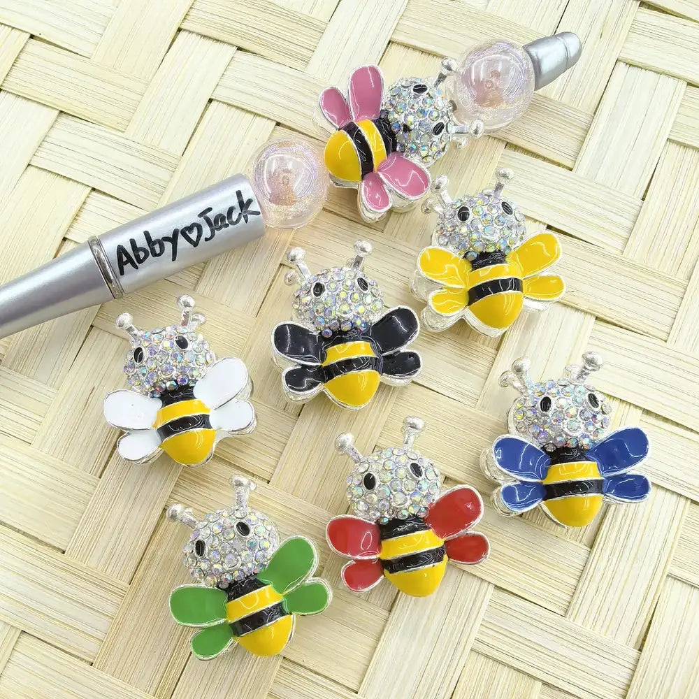 Bee with Mini Rhinestones Metal Beads