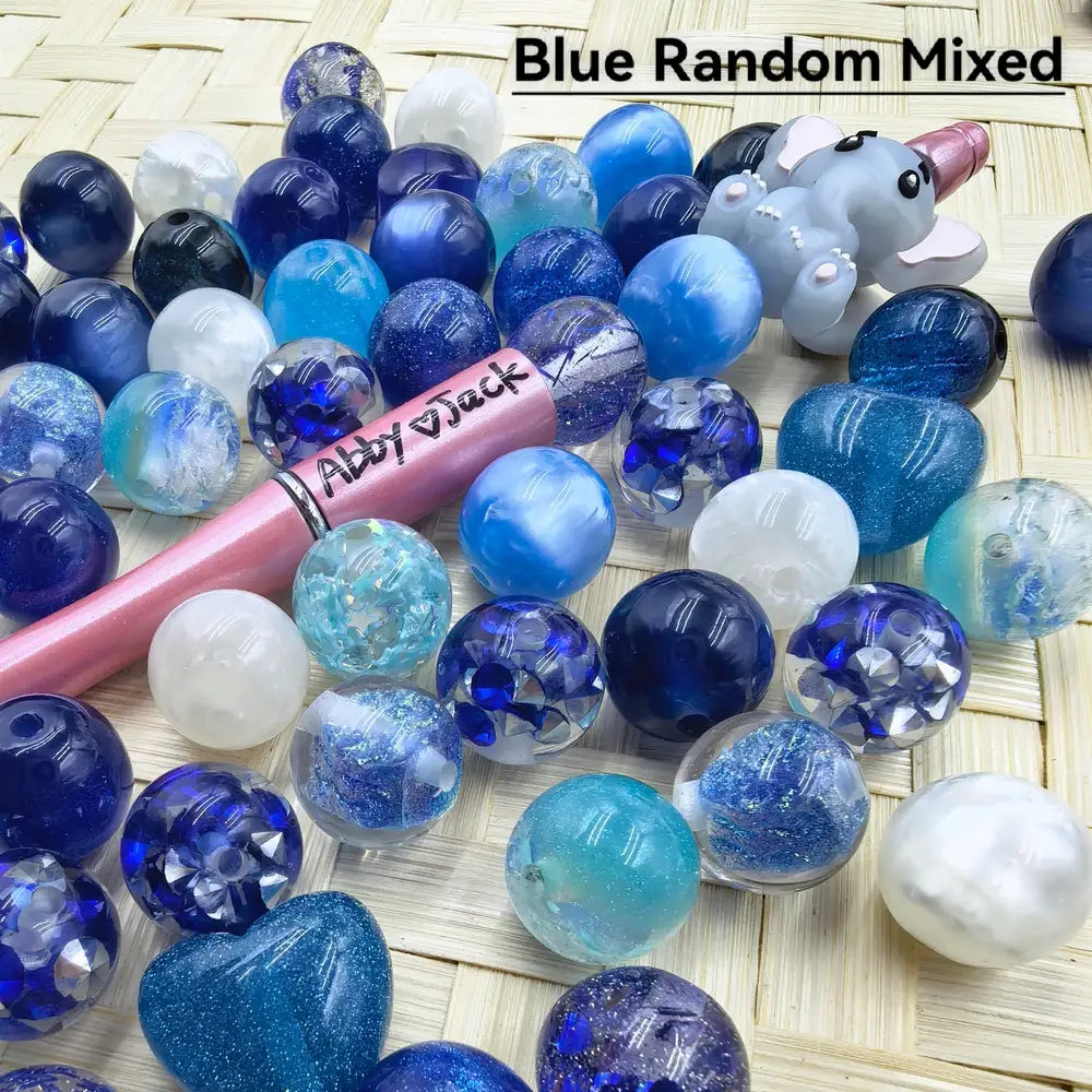 Blue Random Mixed Acrylic Beads