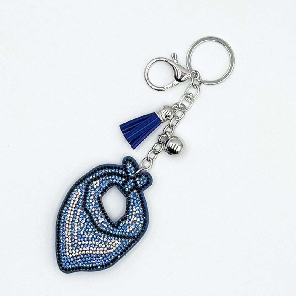 Blue Scarf Rhinestone Keychain for DIY