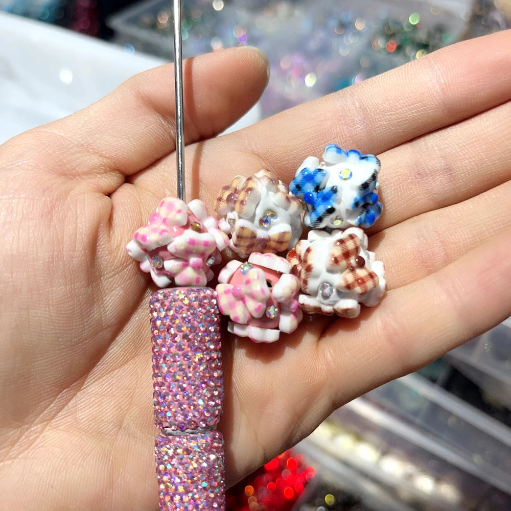Bowtie Mini Rhinestones Clay DIY Fancy Beads-Random Mixed