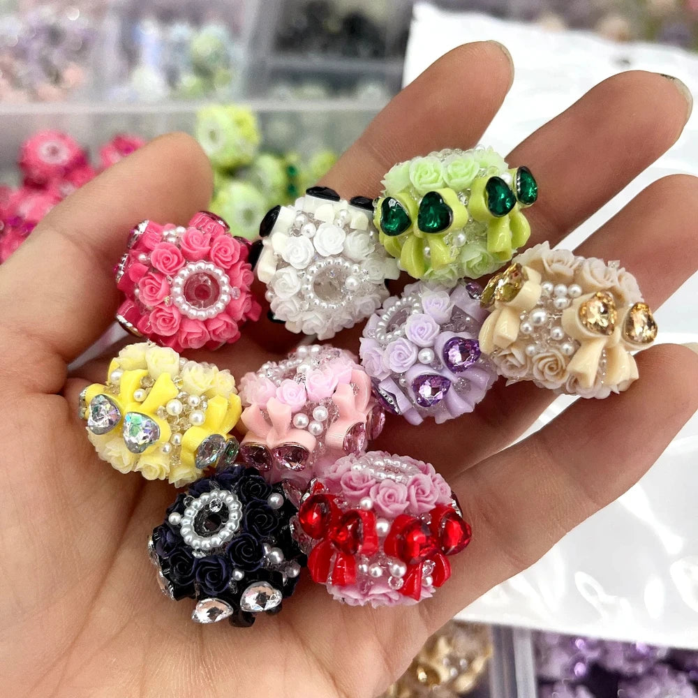 Bowtie Roses Pearls Heart Rhinestone Acrylic DIY Fancy Beads-Random Mixed