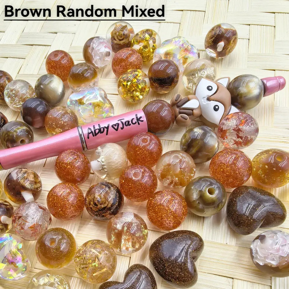 Brown Random Mixed Acrylic Beads