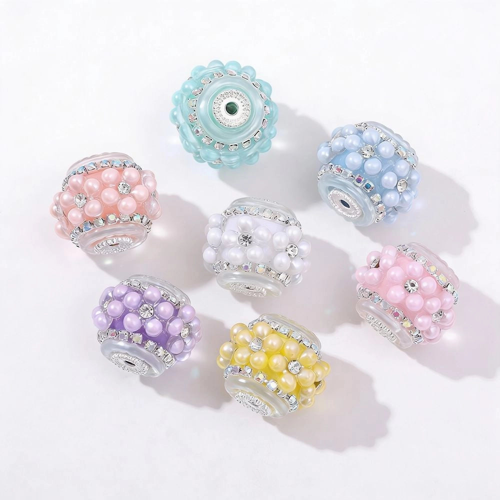 Bubble Flowers Pearls Rhinestone Chain Acrylic DIY Fancy Beads-Random Mix