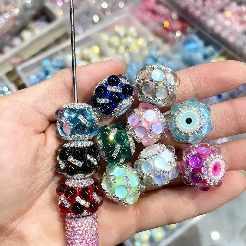 Bubble Pearls Loop Rhinestones Chain Acrylic DIY Fancy Beads-Random Mixed