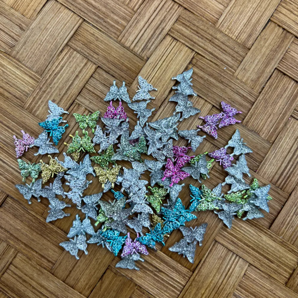 Butterfly Glitter Flatback Rhinestone Beadable Item for DIY