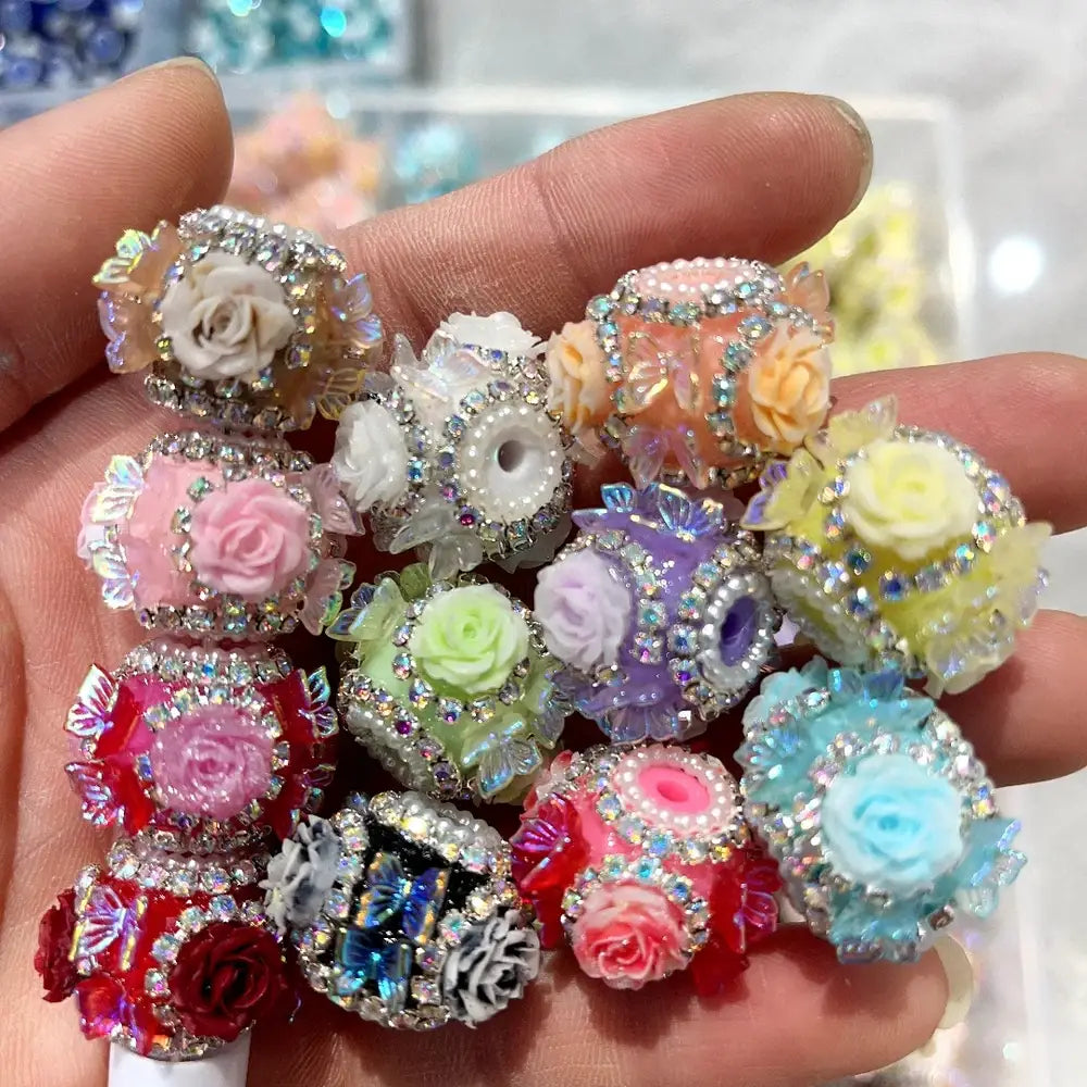 Butterfly Shiny Roses Pearls and Rhinestone Chain Acrylic DIY Fancy Beads-Random Mixed