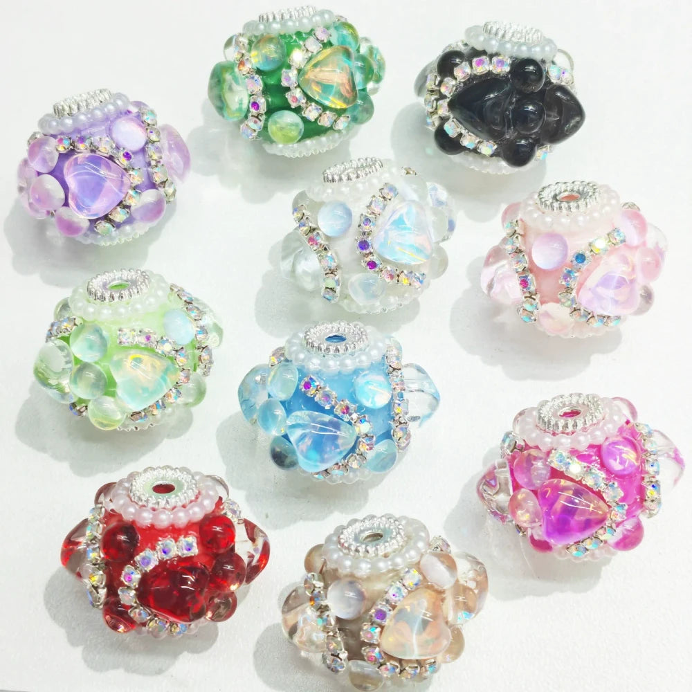 Cat Eye Heart Rhinestone Pearls Rhinestone Chain Acrylic DIY Fancy Beads-Random Mixed
