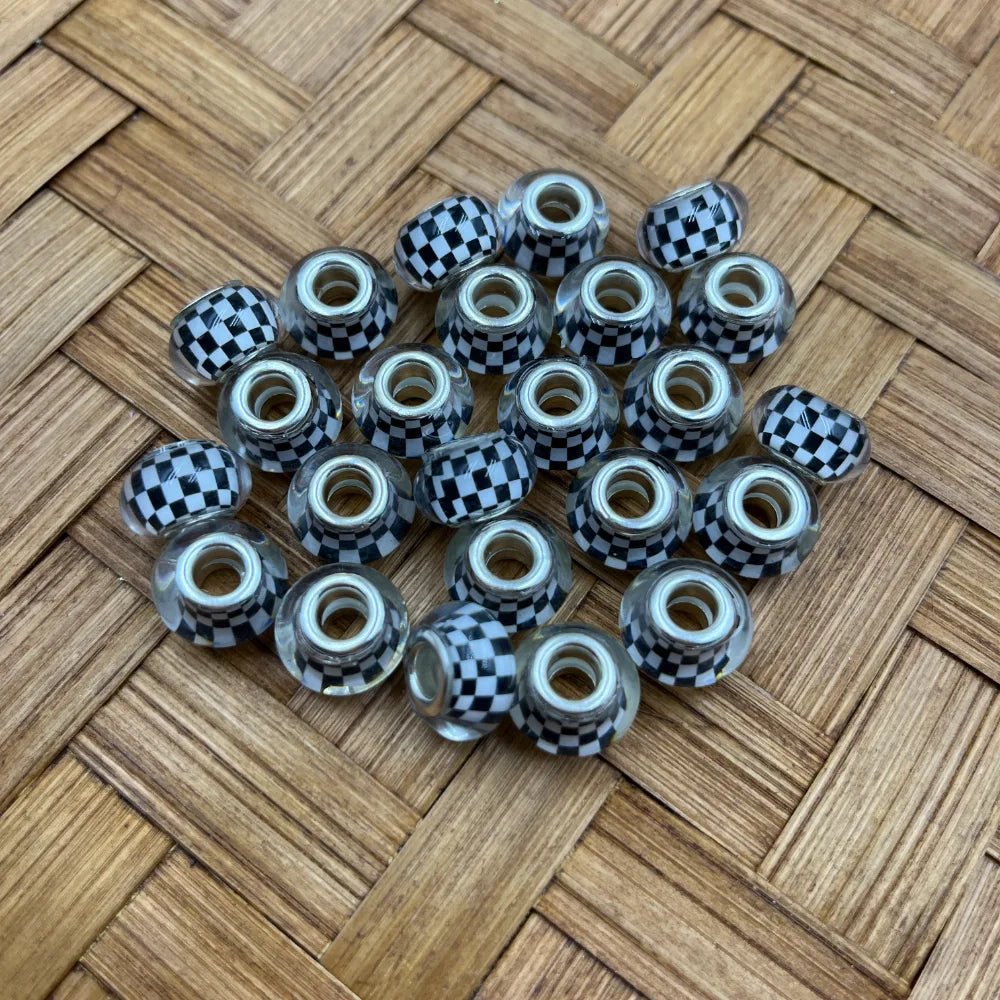Checkered Acrylic Spacer Beads | Beadable Pens Keychain Bracelet