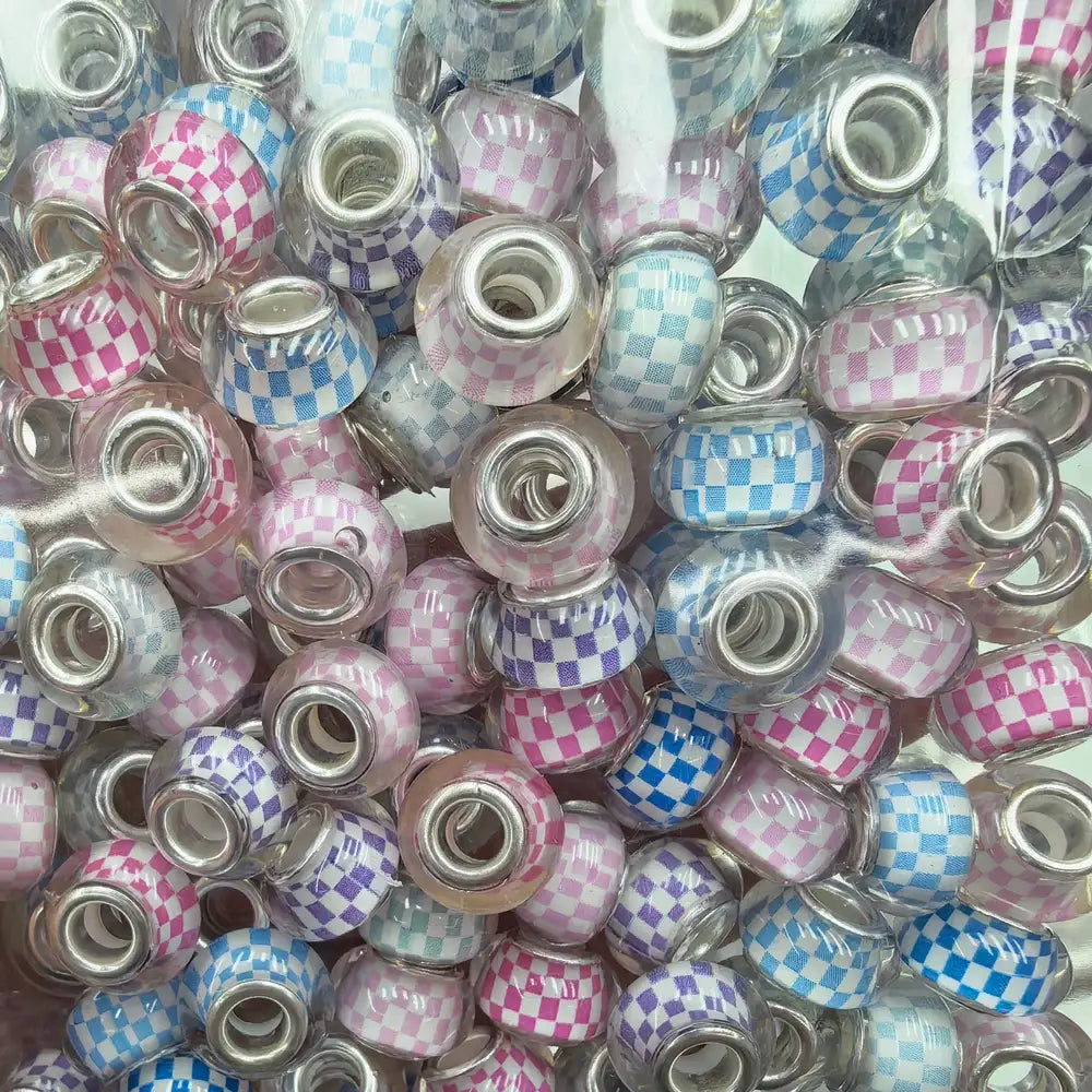 Checkered Pattern Acrylic Big Hole Spacer