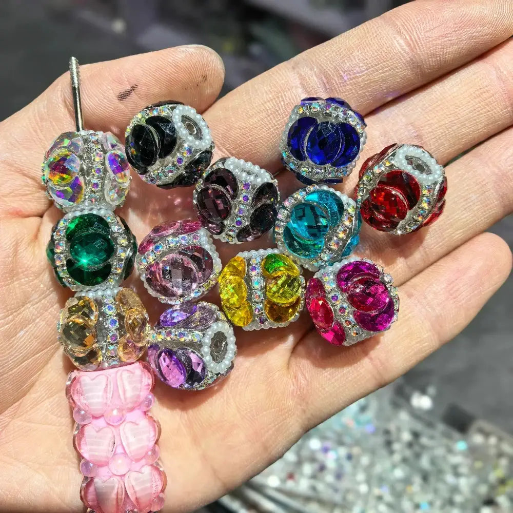 Circular Rhinestone Pearls Rhinestone Chain Acrylic DIY Fancy Beads-Random Mixed