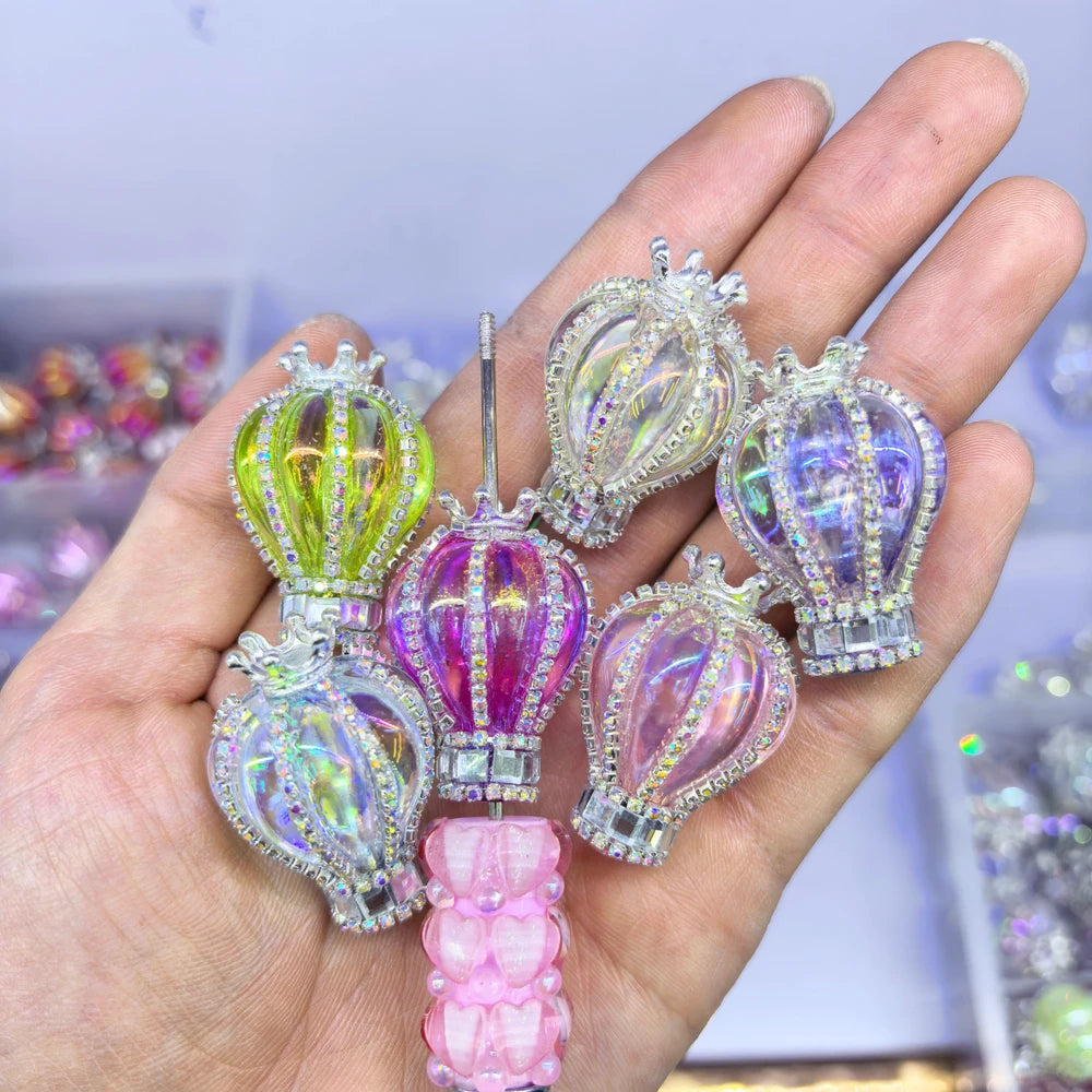 Clear Balloon Rhinestone Chain with Crown Acrylic DIY Fancy Beads-Random Mixed