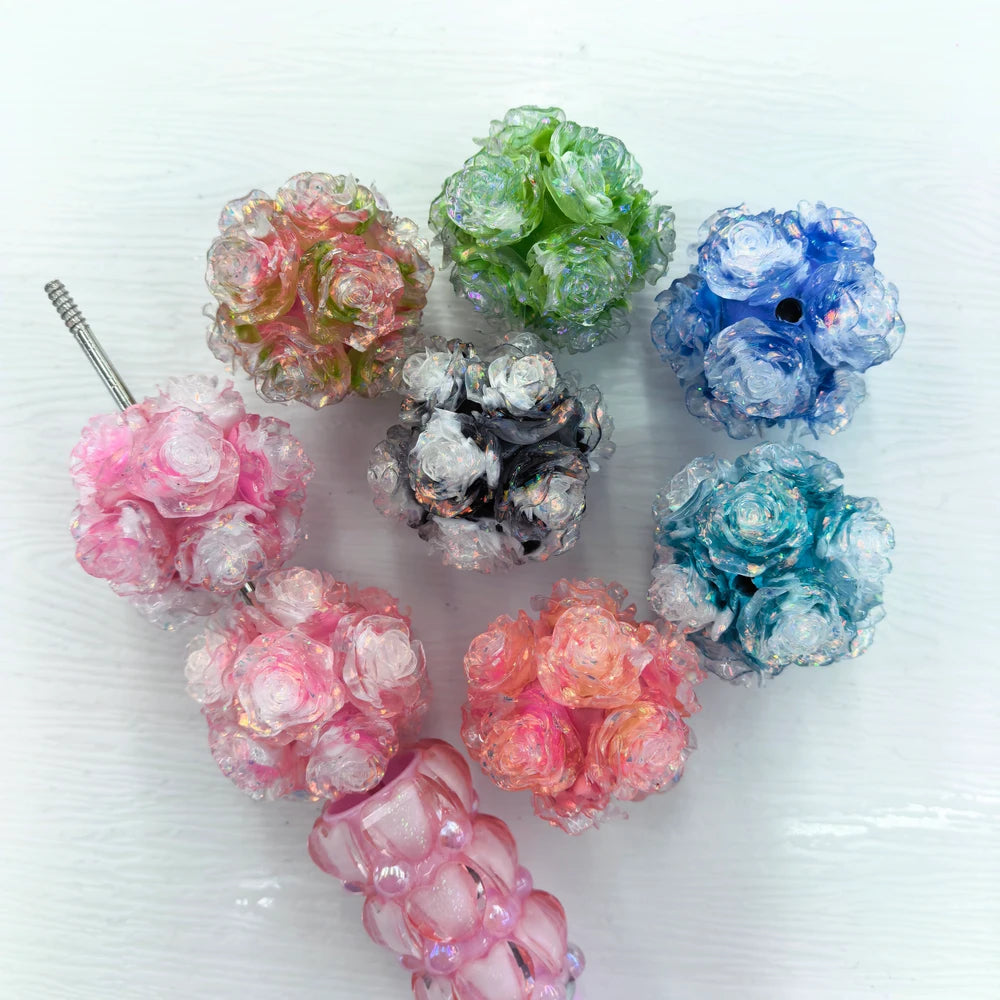 Clear Colorful Flowers Clay DIY Fancy Beads-Random Mixed