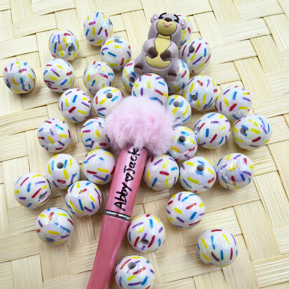 Colorful Short Stripes Acrylic Beads