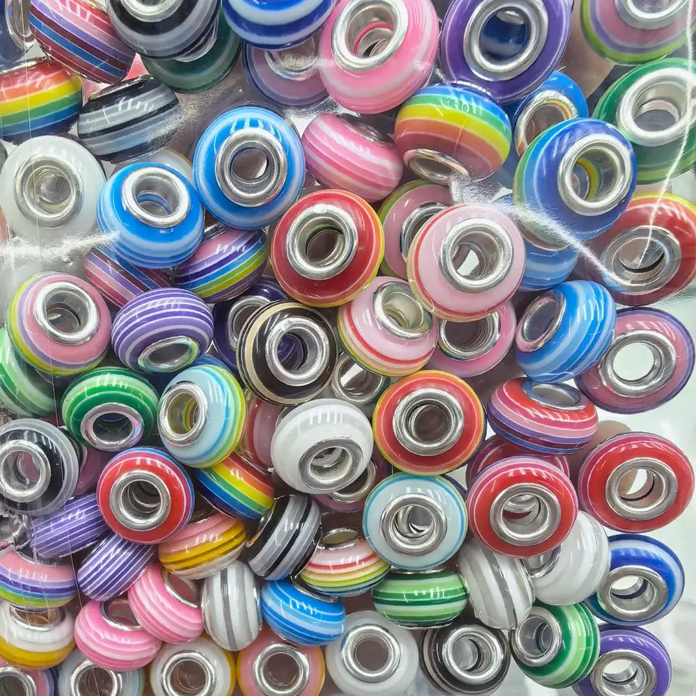 Colorful Stripes Acrylic Big Hole Spacer