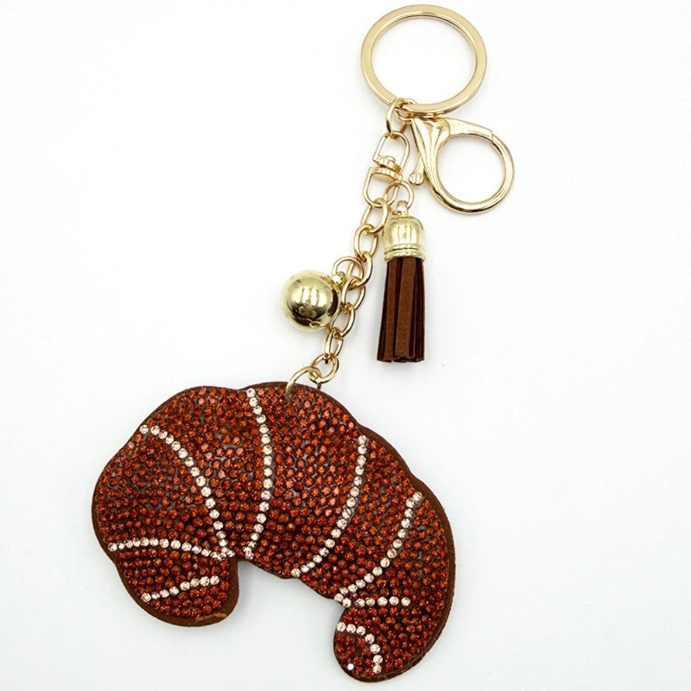 Croissant Rhinestone Keychain for DIY