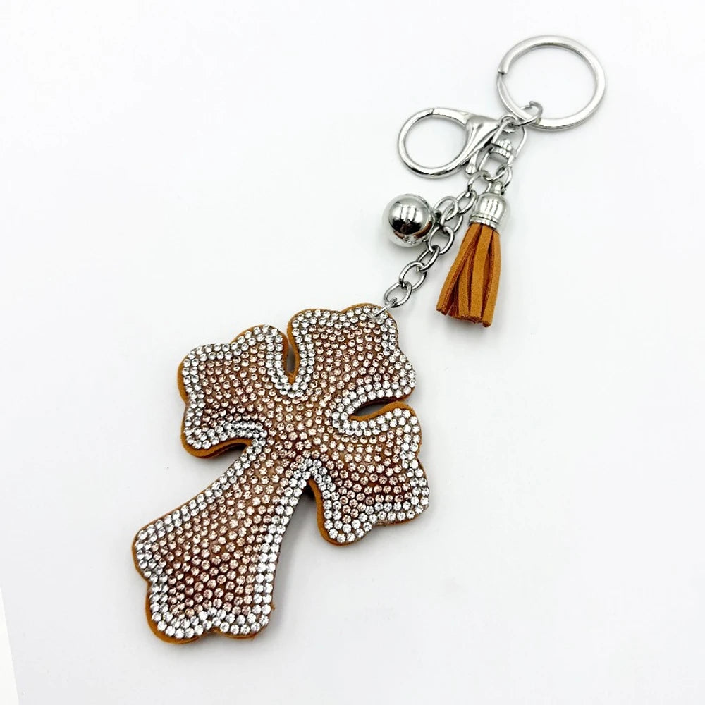 Cross Rhinestone Keychain for DIY