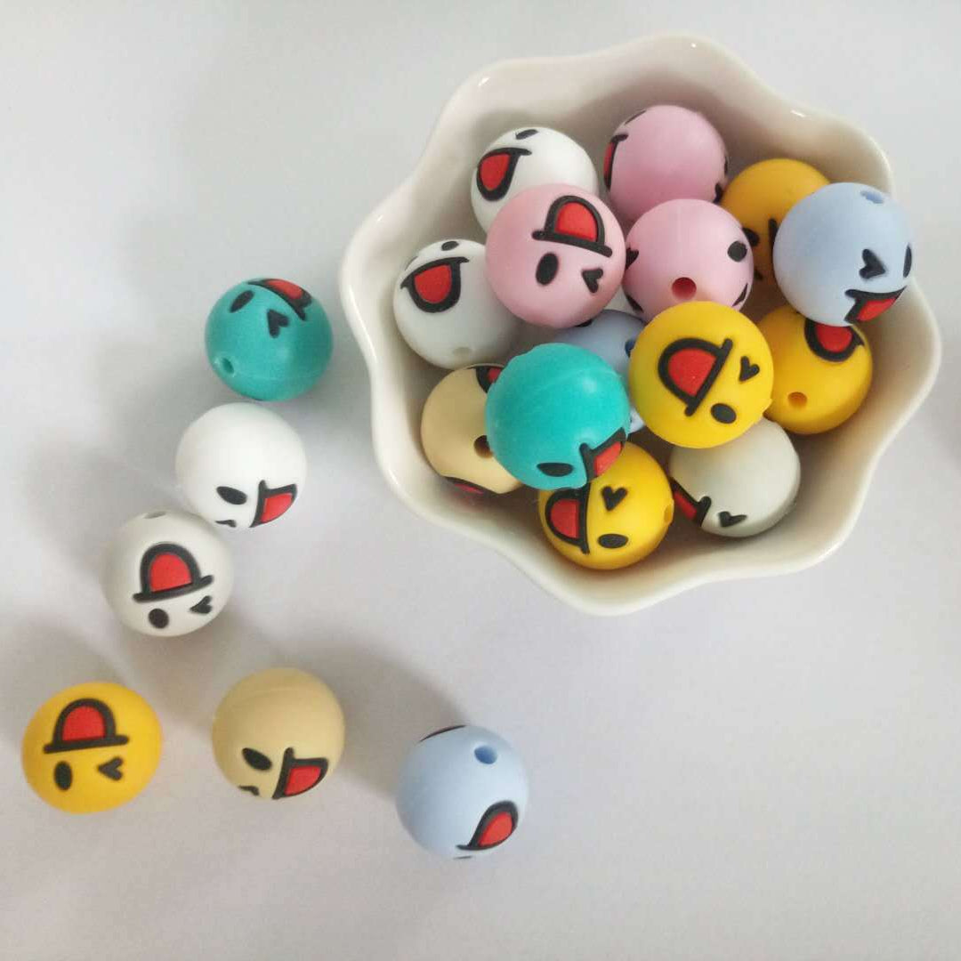 15mm Smile Focal beads Silicone-50PCS