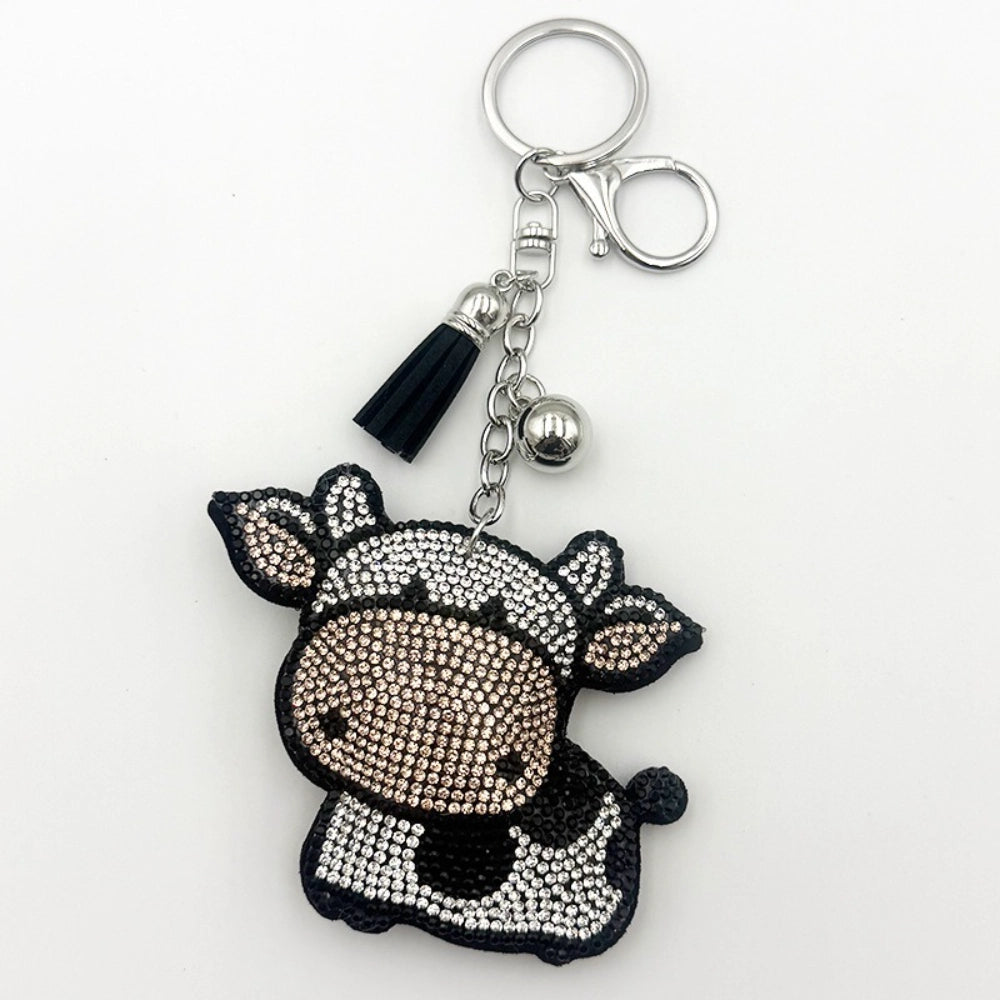 Dairy Cow Rhinestone Keychain for DIY