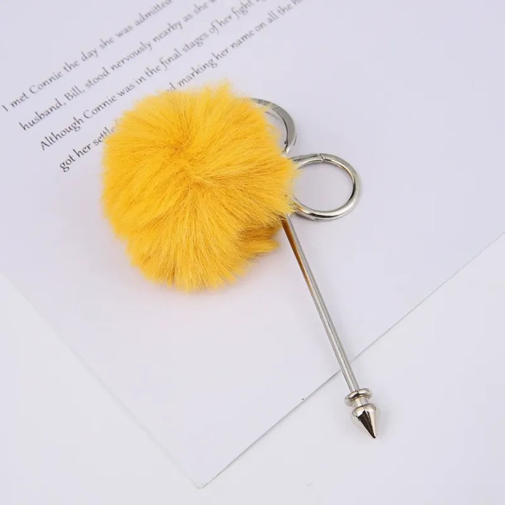 DIY Pom-Pom Rivet Beaded Keychain