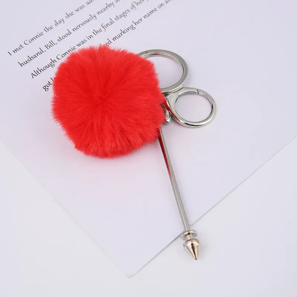 DIY Pom-Pom Rivet Beaded Keychain