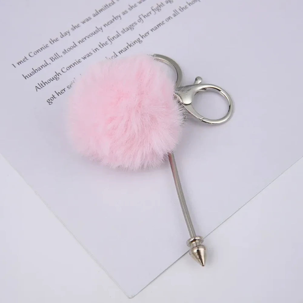 DIY Pom-Pom Rivet Beaded Keychain