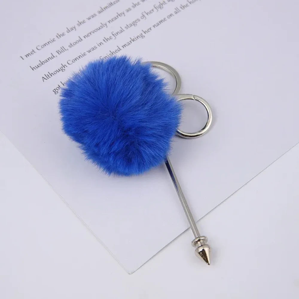 DIY Pom-Pom Rivet Beaded Keychain