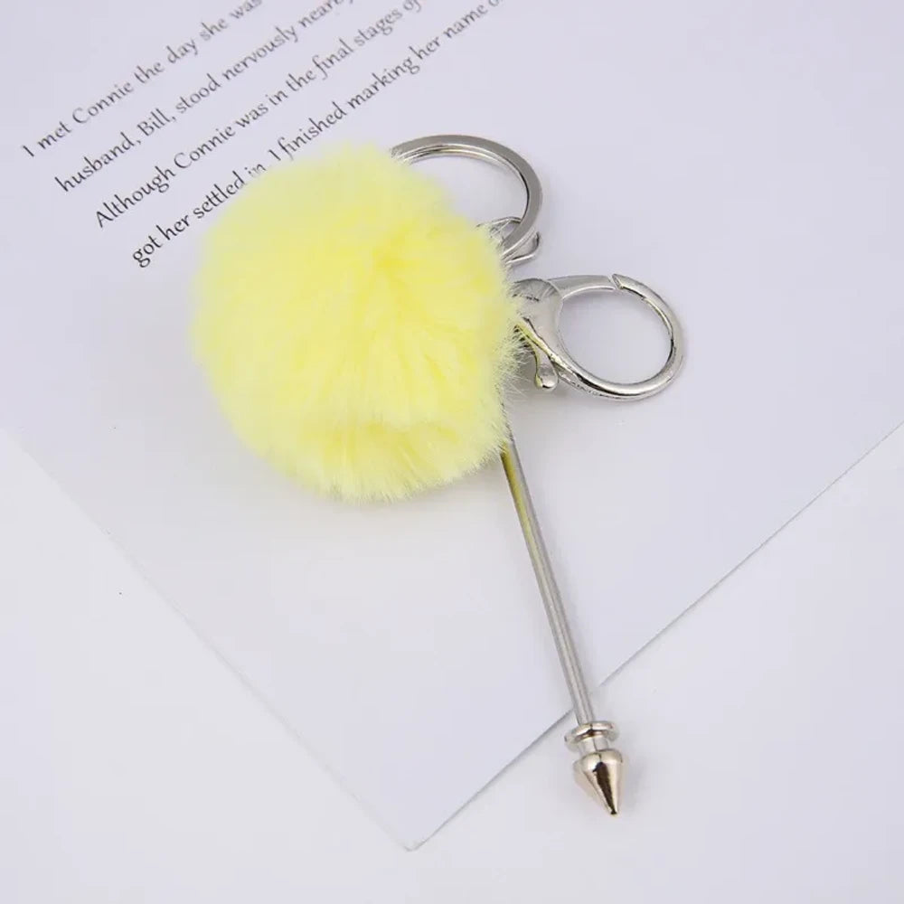 DIY Pom-Pom Rivet Beaded Keychain