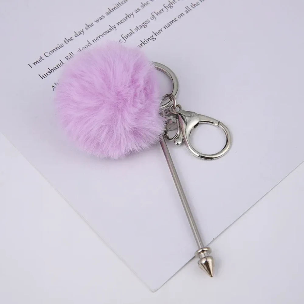 DIY Pom-Pom Rivet Beaded Keychain