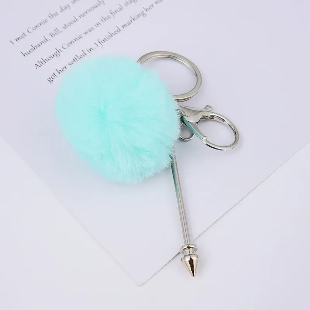 DIY Pom-Pom Rivet Beaded Keychain
