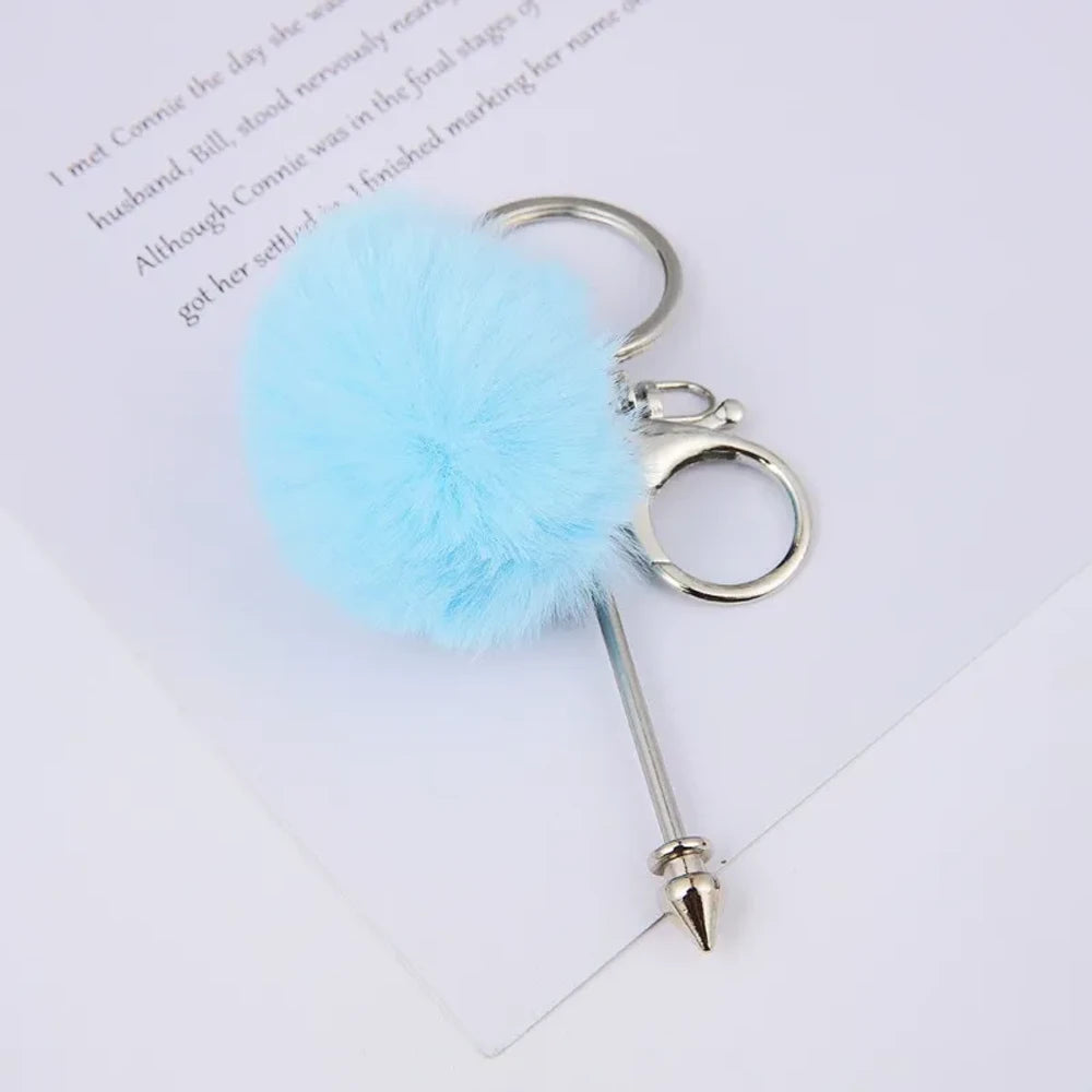 DIY Pom-Pom Rivet Beaded Keychain