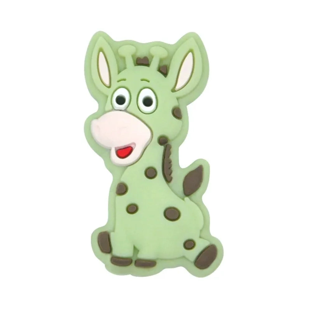 Assorted color cartoon donkey silicone focal beads with brown spots, shown in multiple pastel and bright colors including yellow, pink, green, grey, and blue, for DIY jewelry making and beadable pens. - 2