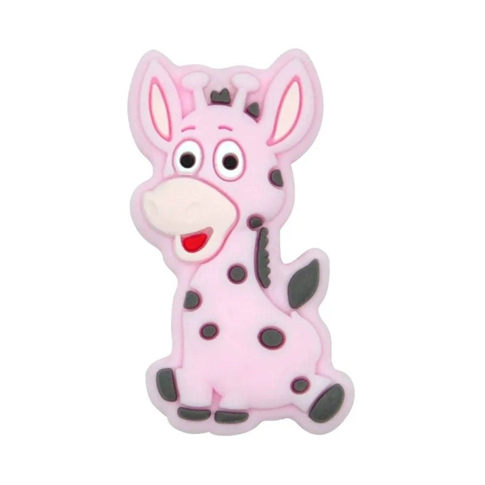 Assorted color cartoon donkey silicone focal beads with brown spots, shown in multiple pastel and bright colors including yellow, pink, green, grey, and blue, for DIY jewelry making and beadable pens. - 4
