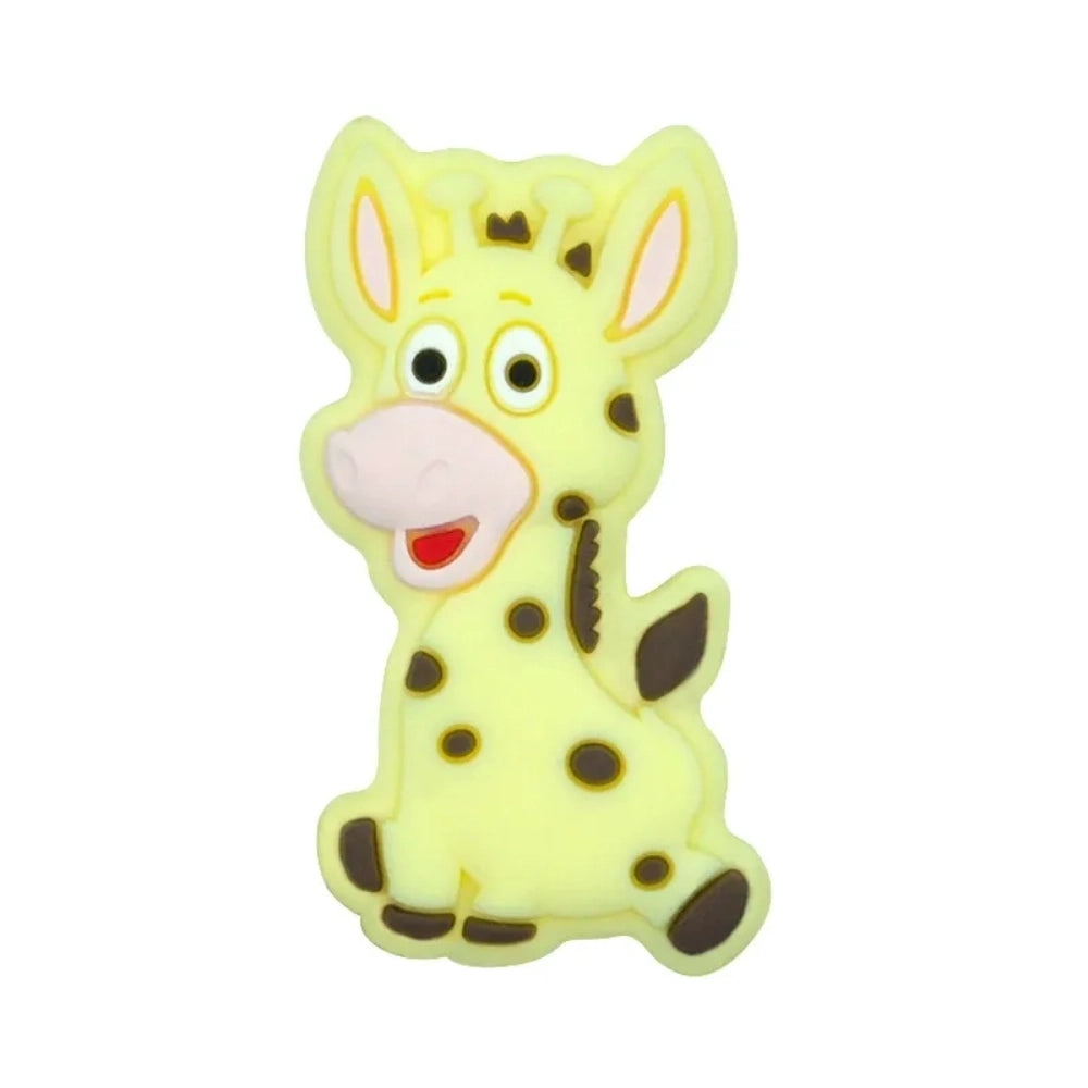 Assorted color cartoon donkey silicone focal beads with brown spots, shown in multiple pastel and bright colors including yellow, pink, green, grey, and blue, for DIY jewelry making and beadable pens. - 5